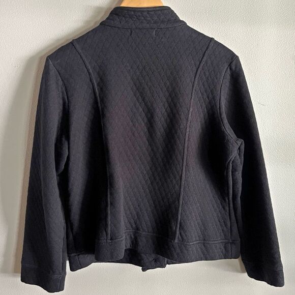 Coldwater Creek Black Quilted Jacket M Button Front Cotton Blend - Picture 5 of 5